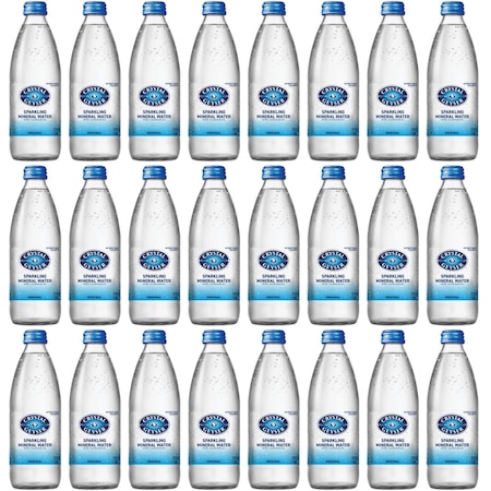 Crystal Geyser Unflavored Sparkling Mineral Water Glass Bottles, 12 Fl Oz, PK 24 40000